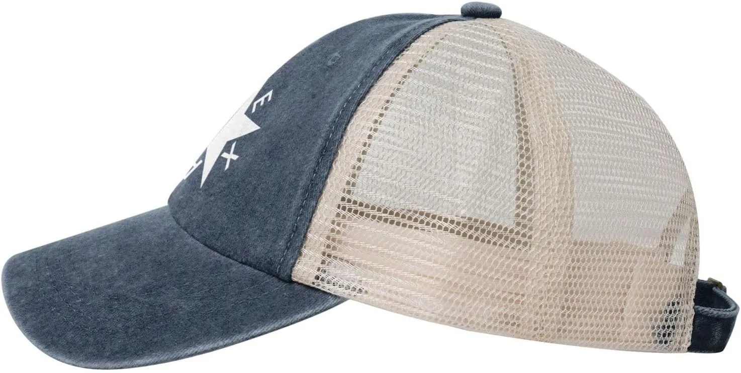 Texas De Zavala Outdoor Adjustable Washed Denim Mesh Hat Denim Baseball Cap Cowboy Hat