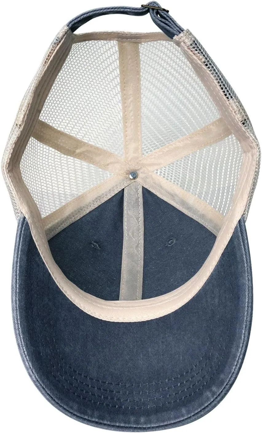 Texas De Zavala Outdoor Adjustable Washed Denim Mesh Hat Denim Baseball Cap Cowboy Hat