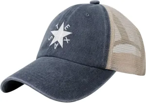 Texas De Zavala Outdoor Adjustable Washed Denim Mesh Hat Denim Baseball Cap Cowboy Hat