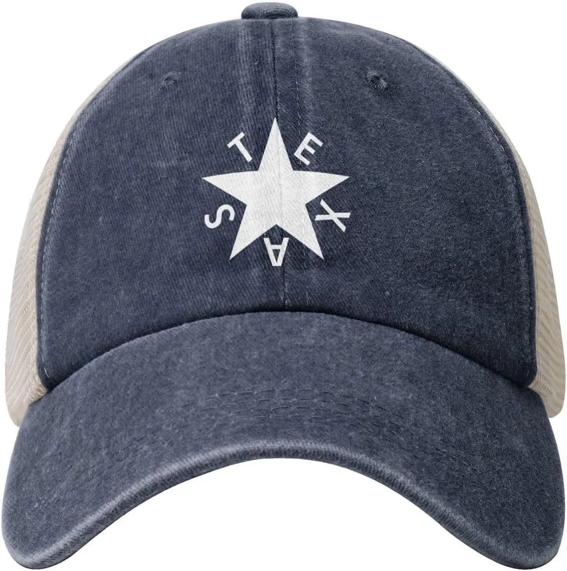 Texas De Zavala Outdoor Adjustable Washed Denim Mesh Hat Denim Baseball Cap Cowboy Hat