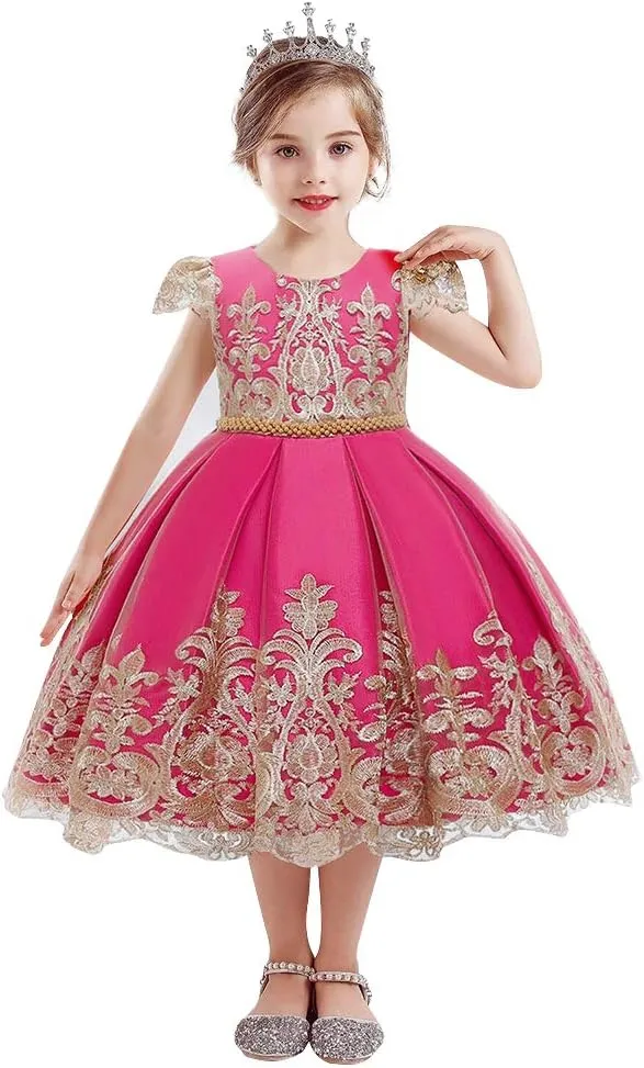 TTYAOVO Flower Girl Dress Princess Birthday Party Wedding Gown