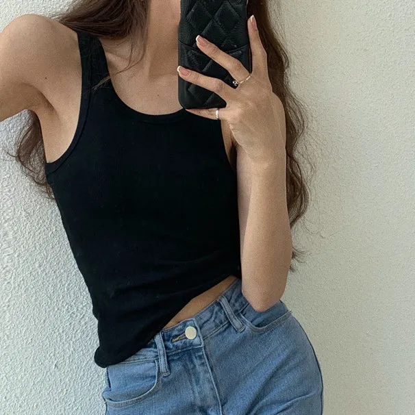 Vest Sling Cropped Solid Color Short Top