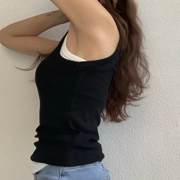 Vest Sling Cropped Solid Color Short Top