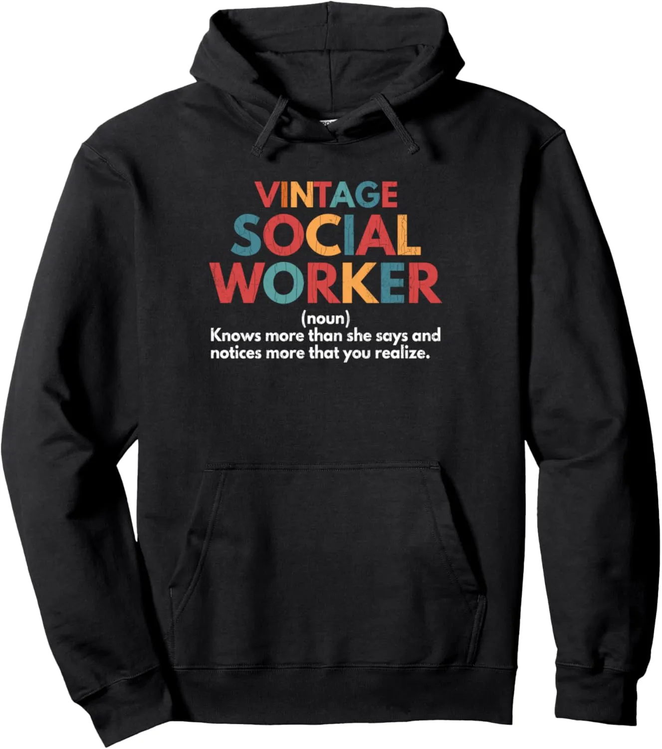 Vintage Social Worker Definition Funny Social Work Graphic Pullover Hoodie