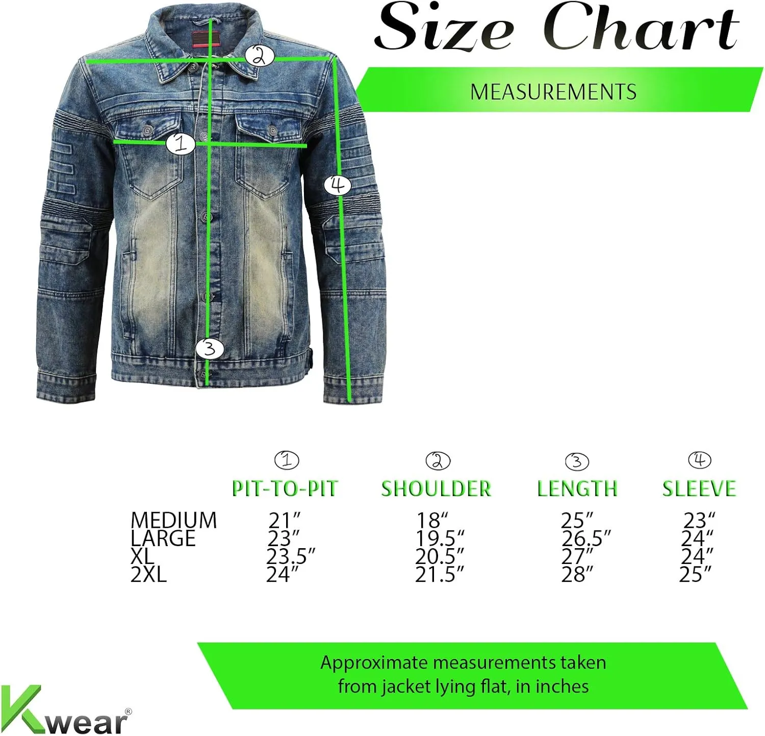 vkwear Men's Moto Quilted Cotton Blend Faded Denim Button Up Jean Jacket Slim Fit