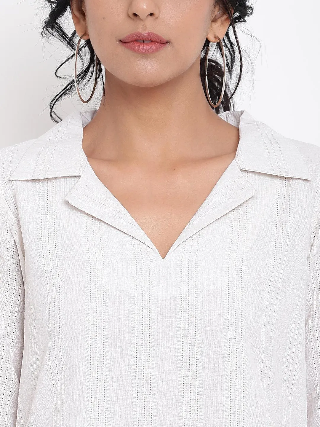 White Cotton Collared Dress