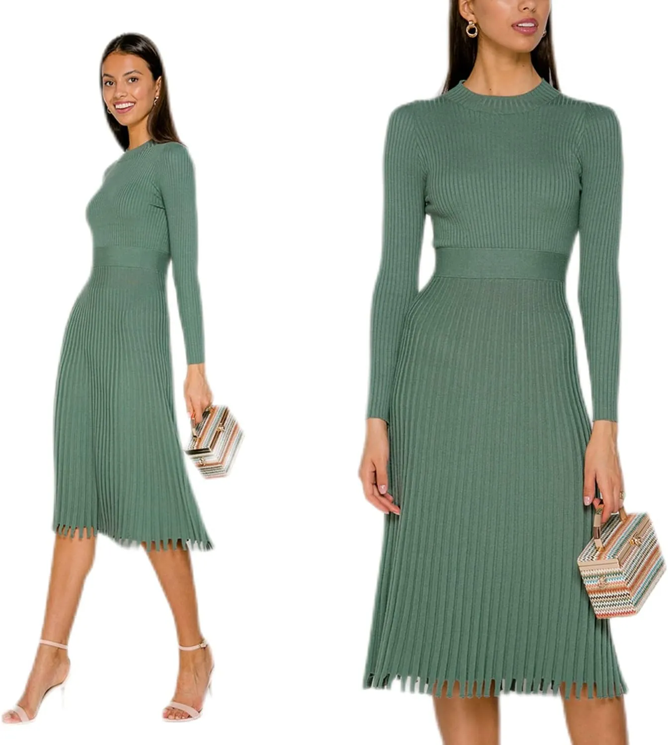 Winter Maxi Sweater Dress Long Sleeve Ribbed Knit Bodycon Sweater Dress for Women V-Neck Midi Wrap Long Dresses