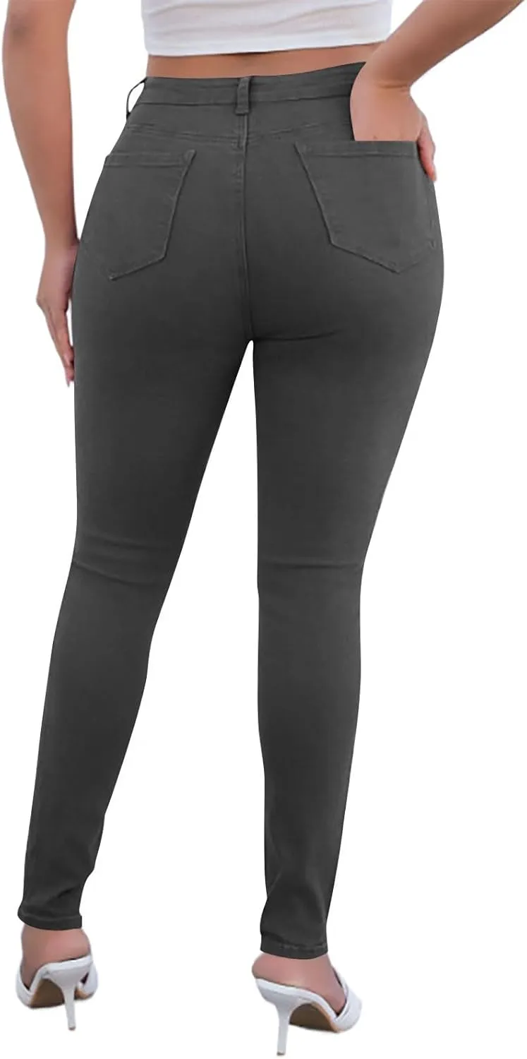 Womens Classic Jean Pants High Waisted Skinny Stretch Butt Lifting Jeans Trendy Slim Fit Denim Pants with Pockets