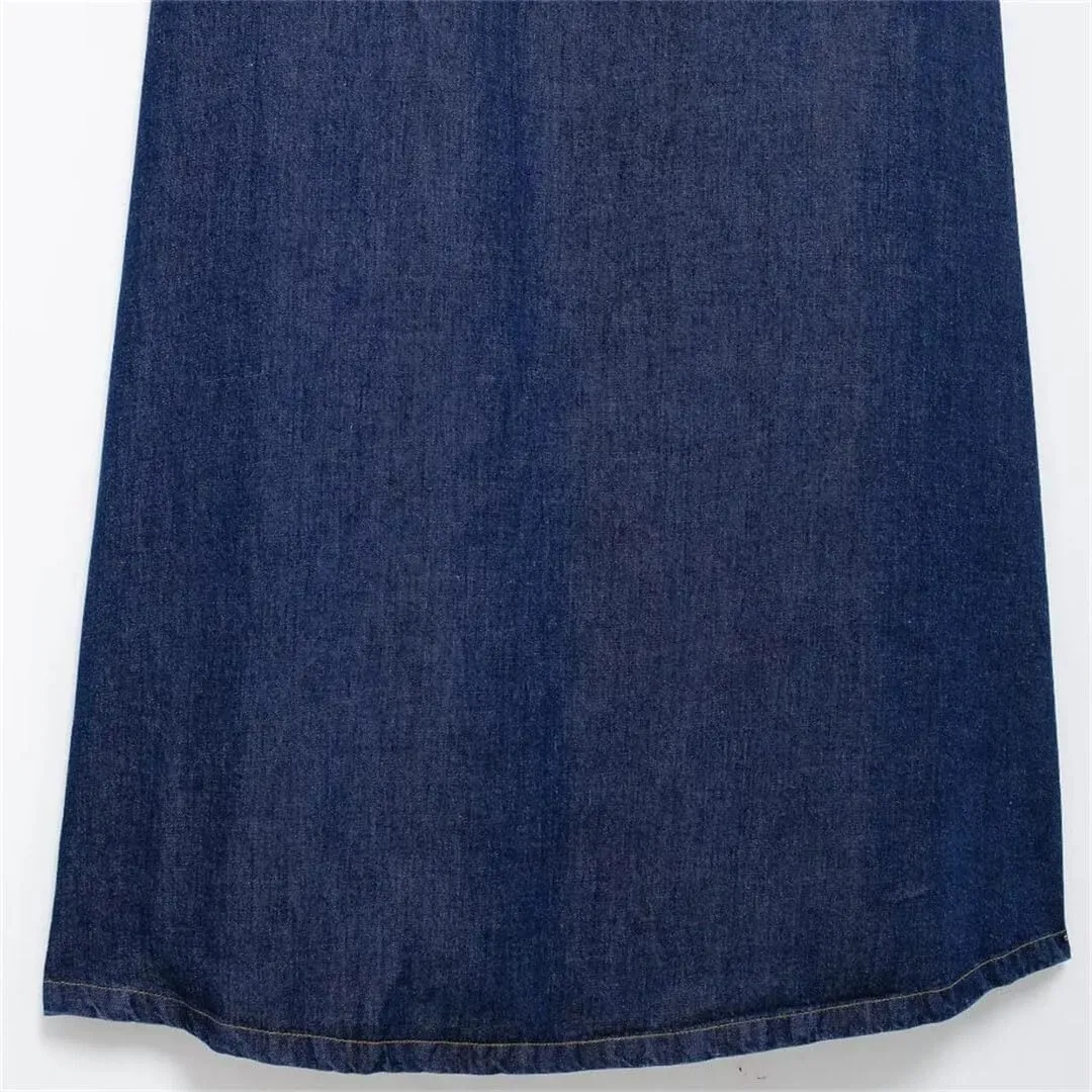 Womens Denim Dress Versatile Hanging Denim Dress Loose and Slimming Long Suspender Skirt
