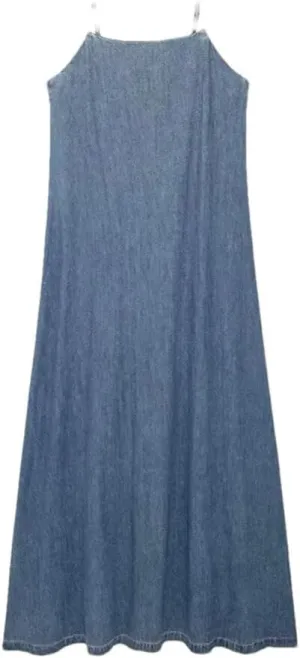 Womens Denim Dress Versatile Hanging Denim Dress Loose and Slimming Long Suspender Skirt