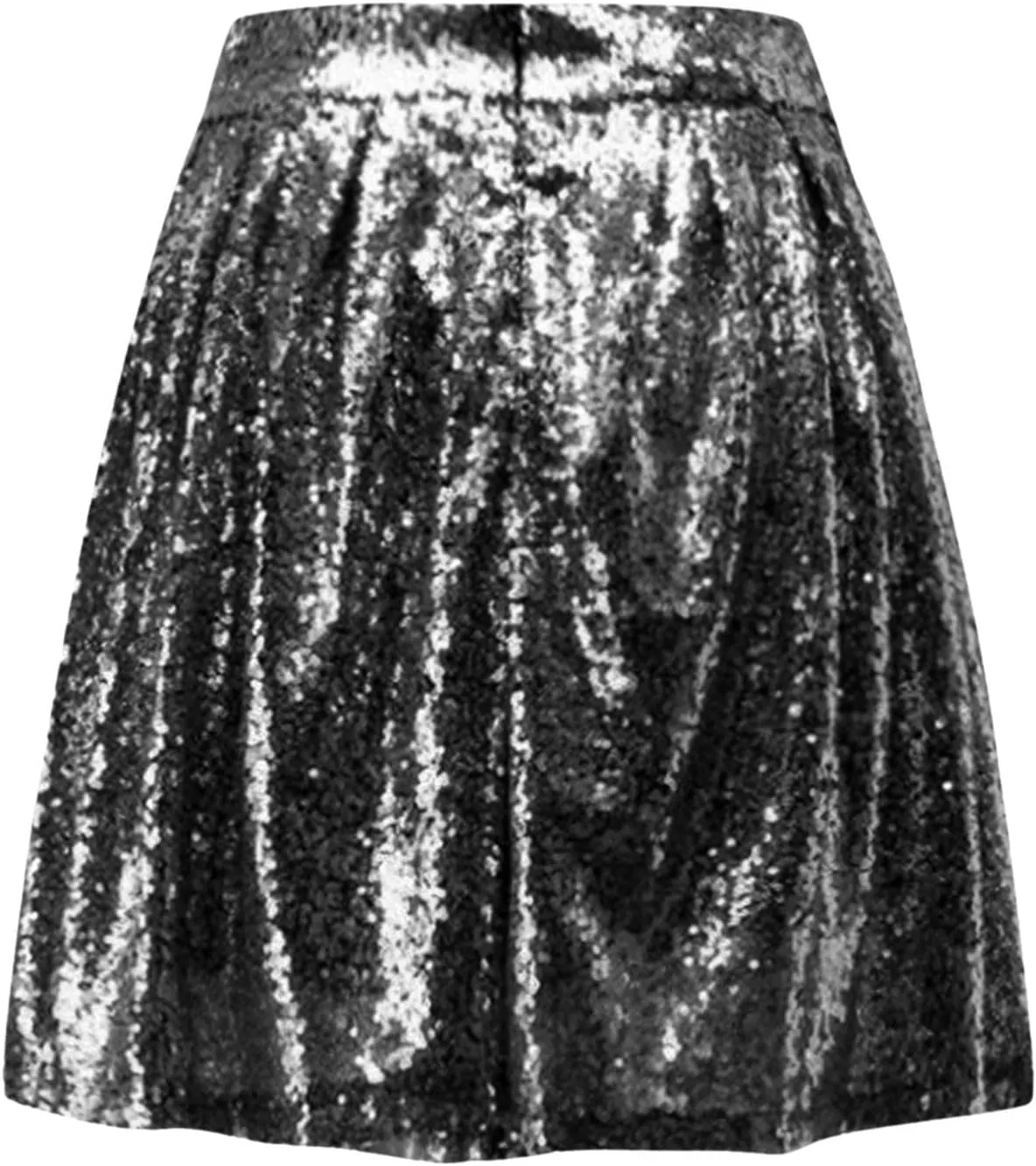 Womens Sequin Skirts Sparkly Knee Length Solid Color Flowy High Waist Sequin Bodycon Sparkly Skirt for Short Skirts