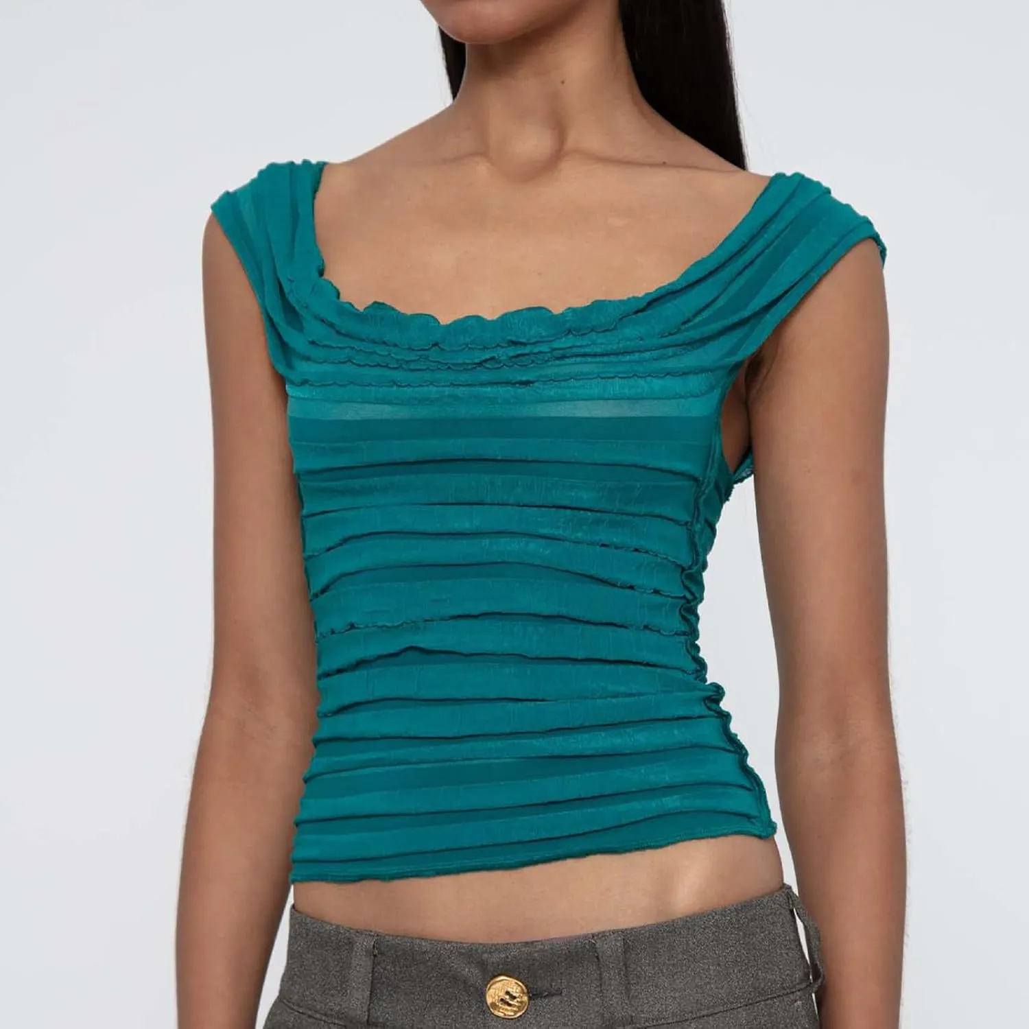 Women's Summer Crop Tops Sleeveless Smocked Shirts Solid Color Sexy Backless Going Out Tank Tee Trendy Y2K Outfits