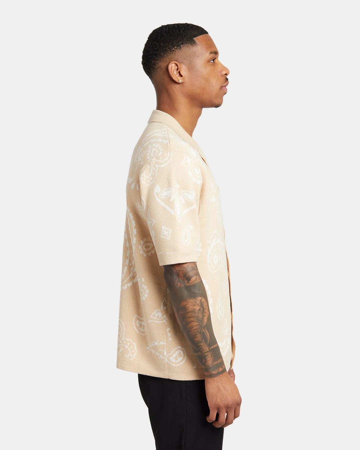 XXIII Ethan Paisley Button Up Shirt Cream
